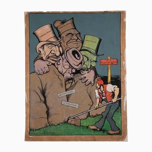 Gabriele Galantara, Neither Reaction nor Revolution, 1908, Watercolor on Paper