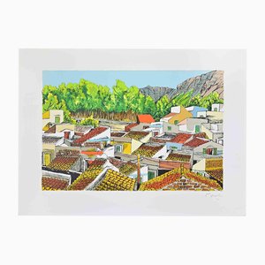 Renzo Meschis, Landscape in Sicily, 1989, Lithograph