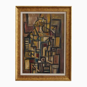 Postwar European Artist, The Vanguard Series Nr. XV: Abstract Composition, Oil on Board, Framed