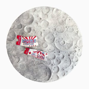 Vera Vizzi, Textural Lunar Relief, 2025, Self Hardening Paste Acrylic on Fir Wood