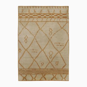 Agra Style Rug in Brown and Gold with Floral Patterns by Rug&Kilim