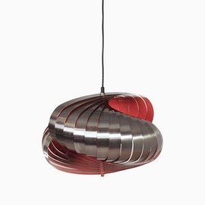 Lampada a spirale in acciaio e tonalità arancione di Massive, anni '70