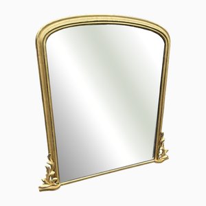 Large Antique English Arched Top Gilt Overmantle Mirror, 19th Century