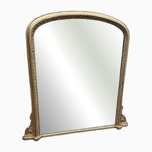 Large Antique English Arched Top Gilt Overmantle Mirror, 19th Century