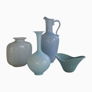 Vasi Mid-Century moderni in ceramica attribuiti a Gunnar Nylund per Rörstrand, Svezia, anni '50, set di 4