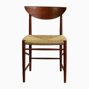 Scandinavian Teak and Cane Dining Chair attributed to Peter Hvidt for Soborg, Denmark, 1950s