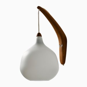 Teak and Glass Wall Lamp by Uno and Östen Kristiansson for Luxus
