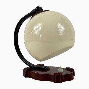 Art Deco Bakelite and Opaline Table Lamp, 1930s