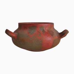 Studio Pottery Steingut Keramikgefäß mit 3 Henkeln