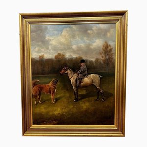 John Alfred Wheeler, Equestrian Francis James Fry Wearing Bowler Hat Aged 5 Riding Pony with Attendant Dog