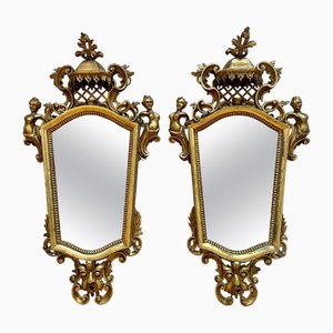 Antique English Gilt Wood Wall Mirrors, 1820s, Set of 2