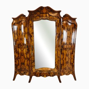 Large Antique Italian Bombé Armoire in Burl Walnut