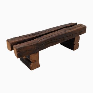 Panca da giardino rustica in legno brunito di Logniture