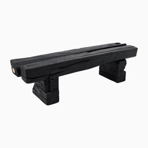 Rustic Blackened Wood Garden Bench by Logniture