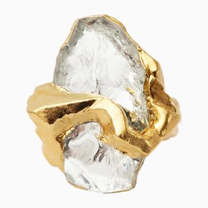 Anello Wonder Sapiens 13 scolpito a mano in bronzo placcato oro 24k di Marion Fillancq