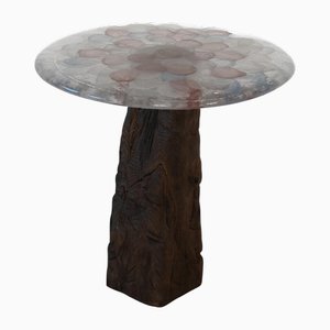 Venia Side Table in Pollen Glass and Burned Oak by Eichkorn