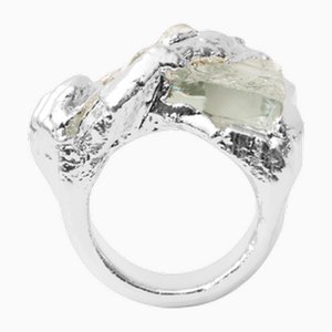 Anello Wonder Sapiens 15 scolpito a mano in bronzo argentato di Marion Fillancq