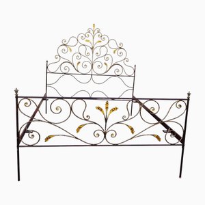 Großes Genueser Bett aus lackiertem Eisen, 1800er