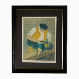 Louis Toffoli, Le Dinandier, años 60, litografía, Enmarcado