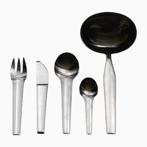 Set di posate vintage in acciaio inossidabile di Guy Degrenne, anni '80, set di 25