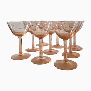Copas de aperitivo francesas en rosa, años 30. Juego de 9