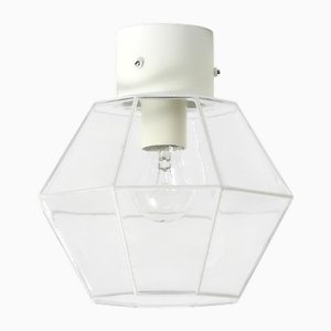 Vintage Glas Deckenlampe in Achteckiger Form von Glashütte Limburg, 1970er
