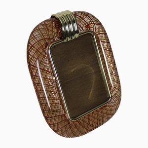 Cornice per foto in vetro di Murano filigranato rosso di Paolo Venini, 2000