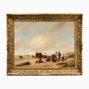 Hubertus Van Hove, Scheveningen Beach, 1839, Öl an Bord, gerahmt