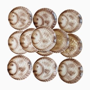 Vintage Sarreguemines Zoomorphic Plates, 1970s, Set of 12