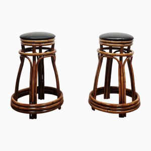 Vintage Bamboo Stools, 1970s, Set of 2
