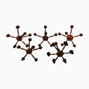 Vintage Rustic Style Wooden Chandeliers, 1970s, Set of 5