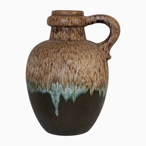 Vaso grande vintage in ceramica in stile Fat Lava con smalto beige-marrone-verde, Germania, anni '70