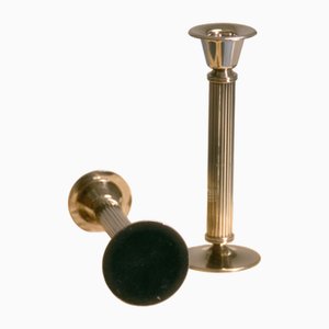 Portacandele vintage placcati in argento, anni '70, set di 2