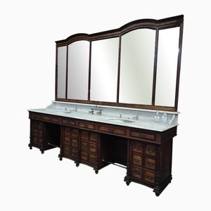 Vintage Salonmöbel mit Marmor Waschbecken & Spiegel, 1930er, 2er Set