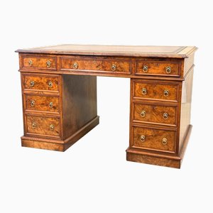 Antique Pedestal Desk in Burr Walnut, 1860