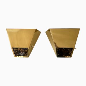 Mid-Century Modern Messing Wandleuchten von Vereinigte Werkstätten, 1970er, 2er Set