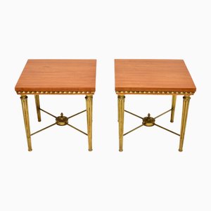 Tables d'Appoint Vintage en Satin et Laiton, 1920, Set de 2