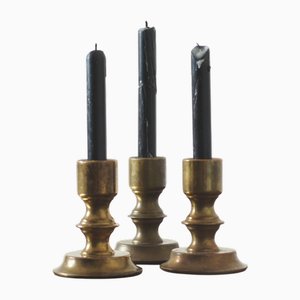Vintage Norwegian Brass Candlesticks, 1970s, Set of 3