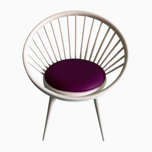 Fuchsiafarbener & weißer Circle Chair von Yngve Ekstrom für Swedese, 1960er