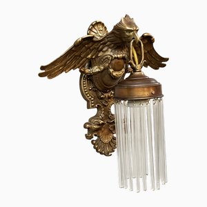Applique da parete vintage neoclassica in bronzo con motivo a forma di aquila, anni '20