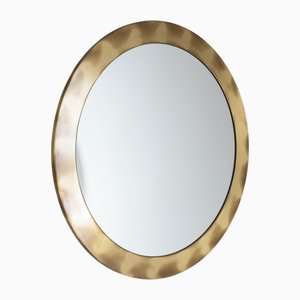 Large Circular Mirror with Polished Brass Frame from Valenti Luce, 1970