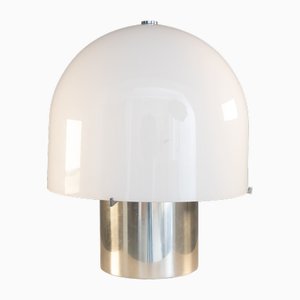 Lampada da tavolo vintage in acciaio e vetro, 1970