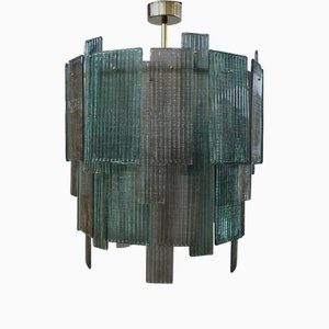 Lustres Mid-Century Ronds en Verre Vert et Gris, 2000