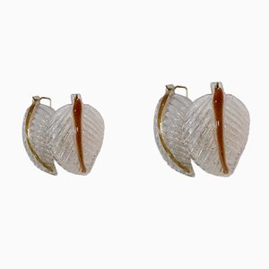 Murano Glass Leaf Wall Lights from Mazzega, 1970s, Set of 2