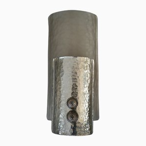 Lampada da parete in vetro artistico argentato di Murano, 2000
