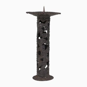 Brutalist Hand-Forged Iron Candleholder, 1960s