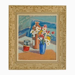 E. G. Schweitz, Mid-Century Swedish Still Life, 1948, Oil on Canvas, Framed