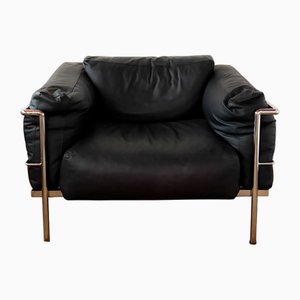 Vintage LC-3 Sessel aus schwarzem Leder von Le Corbusier, 1980er