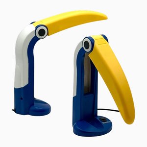 Blue Toucan Desk Lamps by H.T. Huang, 1990s, Set of 2