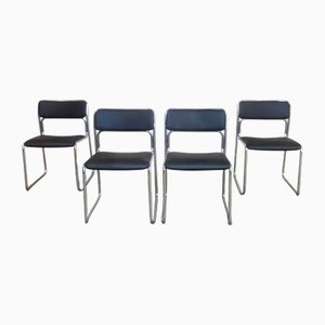 Vintage Model SE09 Dining Chairs with Tubular Frame by Walter Antonis for T Spectrum, 1970, Set of 4